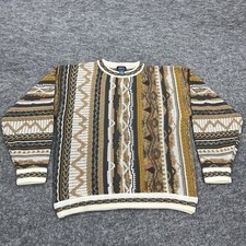 VINTAGE Veneto Sweater Mens Large Brown Multicolored 90s Y2K Biggie Cosby picture