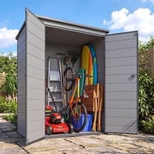 AECOJOY Resin Outdoor Storage Shed, Lean to Plastic Shed with Base picture