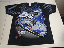 Vintage 1996 Mark Martin T-Shirt Mens XL Black Valvoline NASCAR Racing AOP 90s picture