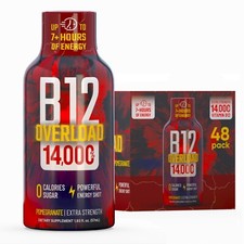 (48 Pack) GAQ B12 Overload Energy Shots, Pomegranate, Up to 7+ Hours of Energy picture