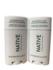 Native Men's Natural DEODORANT Eucalyptus & Mint 2.65 oz Pack Of 2 Fast Ship USA picture