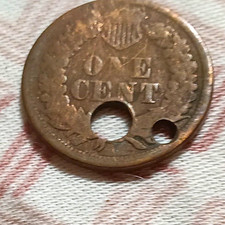 1864 Indian Head Small Cent 1C BN Bronze Business Strike Philadelphia Holed picture