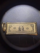 Beautiful 18K Italian SOLID GOLD  (750) money bill pendant. picture