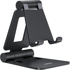 Nulaxy Full Aluminum Dual Folding Cell Phone Stand for Desk, Black picture