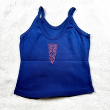 Vintage Women's XS Blue Celtic Knot Tribal Embroidered Camisole Tank Top Style picture