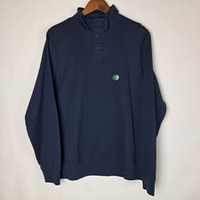 NWOT LL Bean Henley Sweater Mens Medium Blue Traditional Fit L/S Mock Neck picture