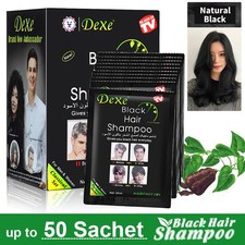 50Sachet DEXE 3 in 1 Black Hair Dye Shampoo Instant Gray Coverage Natural Herbal picture