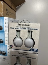 Brookstone Audio Sync Duet 2-Pack Wireless Bluetooth Headphones Multicolored LED picture