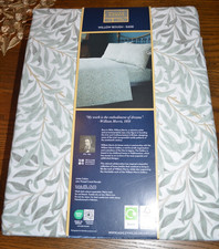 NEW WILLIAM MORRIS QUEEN Size 100% Cotton Percale Sheet Set Willow Bough-Sage picture