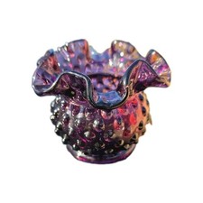 1980's ROYAL PURPLE Fenton Hobnail Rose Bowl  picture