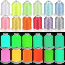 12 Colors Glow in the Dark Embroidery Thread Colorful Luminary Polyester Machine picture