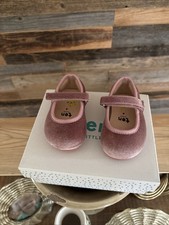 Ten Little Girl Pink Purple Velvet Mary Jane Flats Hook & Loop Strap US Sz 4 NEW picture
