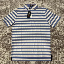 NWT RLX Ralph Lauren Golf 3/15 Striped Polo Shirt White Mu Wicking Men's M. D4 picture