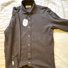 The Brubaker Regular Cotton Knit Button-Front Point Collar Shirt Gray XL picture