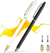 2 in 1 Precision Disc Stylus Touch Screen Pen Black White Universal picture