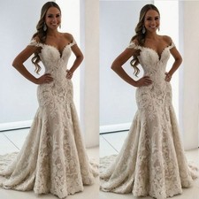 Exquisite Wedding Dresses Off The Shoulder Lace Appliques Beach Bridal Gowns picture