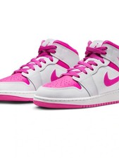 Nike Shoes | Nike Jordan 1 Big Kids White And Hot Pink High-Top Sneakers picture