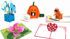 5 Lovepop Pop Up Cards Lot 3D Balloons Pumpkin Party Cat Lily Heart NEW picture