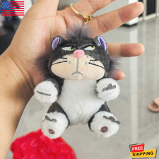 Cute Lucifer Cat Disney Keychain Anime Plushie Soft Doll Birthday Gift Bag Penda picture
