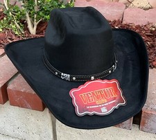 MENS WESTERN COWBOY RODEO HAT BLACK SUEDE STYLE COWBOY RIDING HAT TEXANA VAQUERA picture