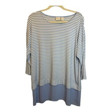 Chico's Blouse Women's Size Large Tunic Stripes Blue White Chico's 3 picture