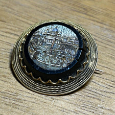 Antique 1890s Victorian 14k Gold St Peter’s Square Italian Micro-Mosaic Brooch picture