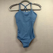 Athleta Girl Got Your Back Leotard Girls XL 14 Blue Strappy Gymnastics Dance picture