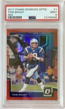 2017 Panini Donruss Optic Tom Brady Red Holo Prizm SP /99 PSA 9 - Patriots picture