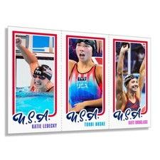 KATIE LEDECKY TORRI HUSKE DOUGLASS Swimming RoStar Custom Olympics Retro Card picture