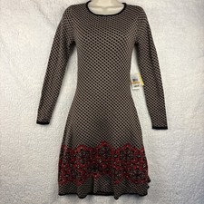 ECI New York Women’s Small Sheath Dress Knit Argyle Floral Midi NEW ORIG. $70 picture