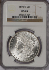 :1898-O SILVER MORGAN DOLLAR GEM-BU NGC MS65 BRIGHT-BLAST WHITE HIGHEST GRADES picture