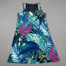 Soma Cool Nights Chemise Womens Medium Joyous Jungle Teal Tropical Lace Back NWT picture