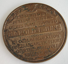 Rare 1929 Byrd Antarctic Expedition Presentation Medal Harold June, Stamford CT. picture