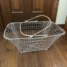 Vintage French Wire Handle Basket - Rustic Farmhouse picture