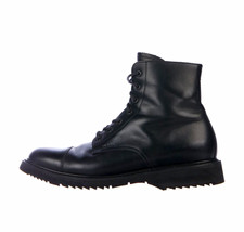 Prada Men's US 9 Black Leather Combat Ankle Boots Lace Up Round Toe. picture