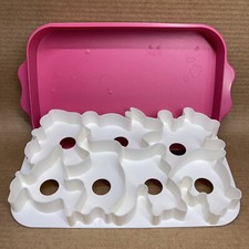 Tupperware Kids Mold & Tray Set Jello Cookies Animal Shapes #2553 #2554 Pink picture