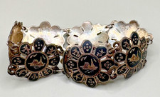 Vintage Siam Sterling Silver Niello Panel Bracelet Thai Dancer | 20.7g picture