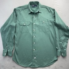 Rare VTG POLO RALPH LAUREN Double Pocket Casual Button Front Shirt 90s Green L picture