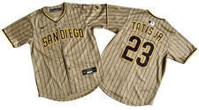 ​​Tariffs​ Free YOUTH'S Padres #23 Fernando Tatis Jr. Tan Cool Base Sewn Jersey picture