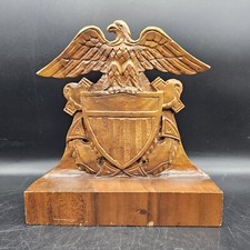 Vtg Hand Carved US Navy Shield Folk Art picture