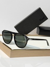 Persol 0PO3302S Sunglasses 55-19-145 Black Pilot Solid Green Lenses picture