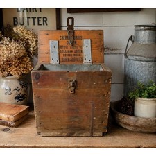 Antique Cherry Burrell Dairy Box AAFA Primitive Wooden Storage Box Farmhouse picture