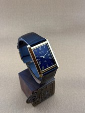 Vintage Seiko SQ Tank Watch – Gold-Tone Case, Blue Dial, Leather Strap picture