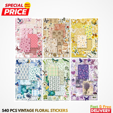 540PCS Vintage Floral Scrapbook Stickers Paper Junk Journal Planner Craft Set picture