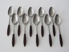EPIC / EKCO Danish Modern Set/10 OVAL SOUP SPOONS Faux Rosewood Handles     picture