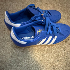adidas Samba Blue/White Men's Low Top Lace Up Rubber Sole Athletic Sneaker picture