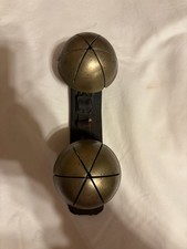 Antique Swedish-style brass sleigh bells on a leather strap/rump or hip bells. picture