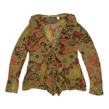 Vintage Anthropologie Guinevere L Mohair Wool Ruffle Floral Whimsigoth Cardigan picture