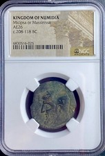 Numidian Empire Coin 208BC-118BC Punic War Carthage Era Ancient Numidia NGC Rare picture