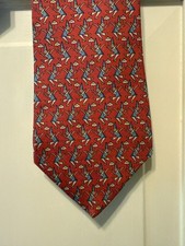 Rare Salvatore Ferragamo Vintage 100% Silk Tie Red Dancing Gnome  Italy picture